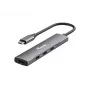 Equip USB-C 4-Port USB 3.2 Gen 1 Hub, USB 3.2 Gen 1 (3.1 Gen 1) Type-C, USB 3.2 Gen 1 (3.1 Gen 1) Type-C, 5000 Mbit/s, Black, Silver, Aluminium, 0.15 m