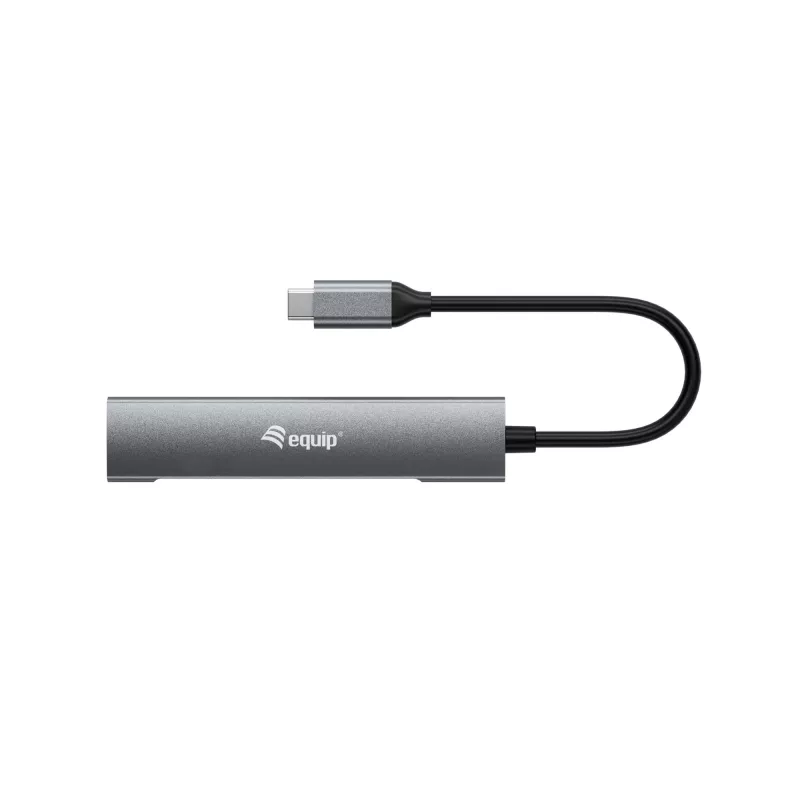Equip USB-C 4-Port USB 3.2 Gen 1 Hub, USB 3.2 Gen 1 (3.1 Gen 1) Type-C, USB 3.2 Gen 1 (3.1 Gen 1) Type-C, 5000 Mbit/s, Black, Silver, Aluminium, 0.15 m