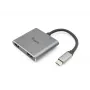 Equip USB-C 4 in 1 Dual HDMI Adapter, USB 3.2 Gen 1 (3.1 Gen 1) Type-C, Silver, 4K Ultra HD, 30 Hz, HDMI, Aluminium