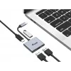 Equip USB-C 4 in 1 Dual HDMI Adapter, USB 3.2 Gen 1 (3.1 Gen 1) Type-C, Silver, 4K Ultra HD, 30 Hz, HDMI, Aluminium