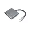 Equip USB-C 4 in 1 Dual HDMI Adapter, USB 3.2 Gen 1 (3.1 Gen 1) Type-C, Silver, 4K Ultra HD, 30 Hz, HDMI, Aluminium