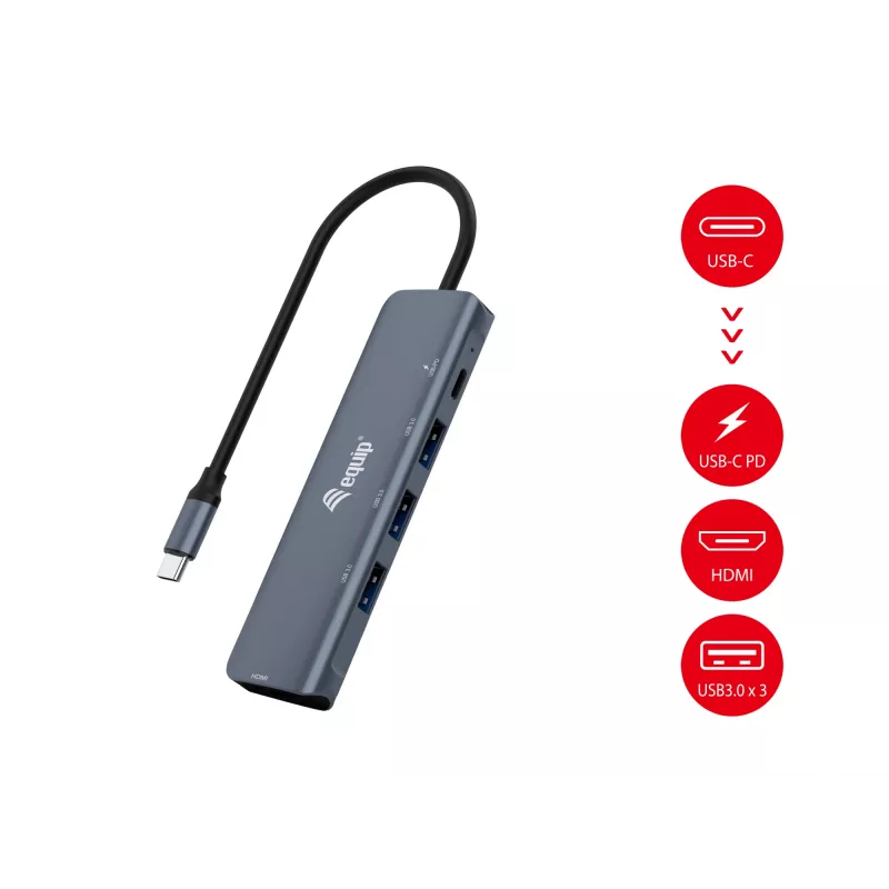 Equip USB-C 5 in 1 MULTIFUNCTIONAL Adapter, HDMI, USB 3.2 GEN1, 100W USB PD