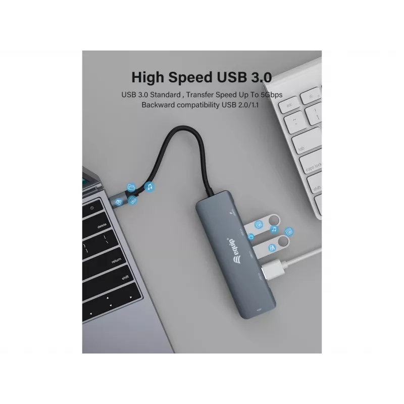 Equip USB-C 5 in 1 MULTIFUNCTIONAL Adapter, HDMI, USB 3.2 GEN1, 100W USB PD