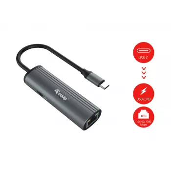Equip USB-C to RJ45 Gigabit Network + PD Adapter USB Type-C 100W