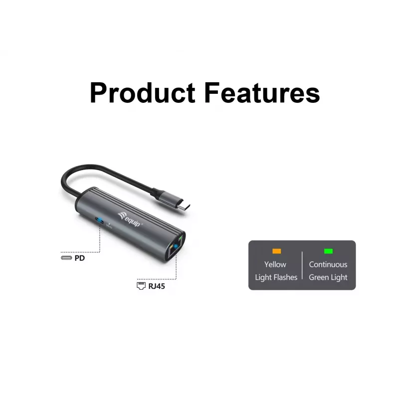 Equip USB-C to RJ45 Gigabit Network + PD Adapter USB Type-C 100W