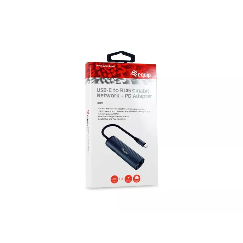 Equip USB-C to RJ45 Gigabit Network + PD Adapter USB Type-C 100W