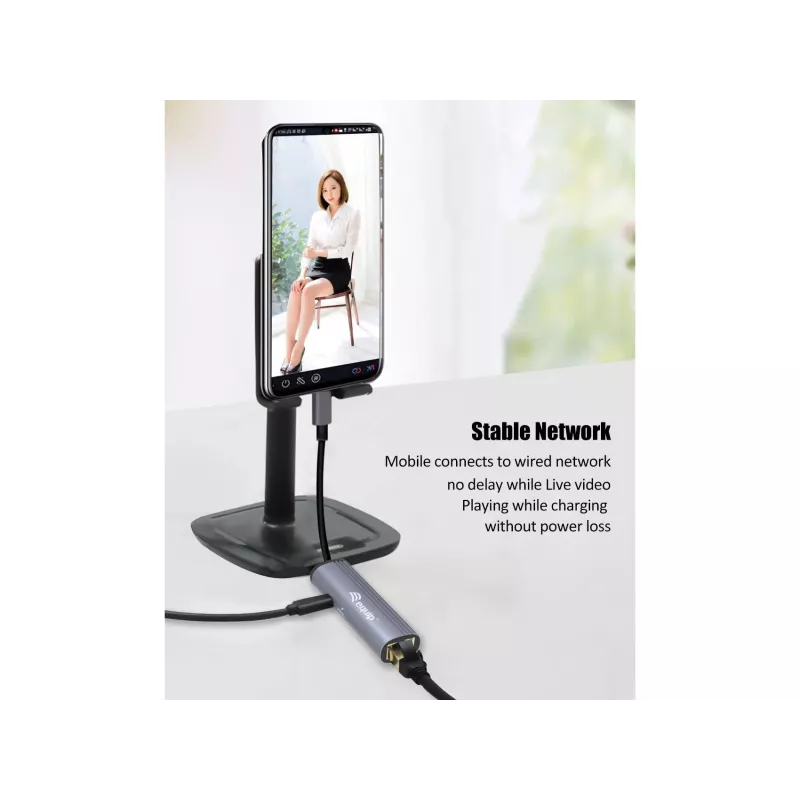 Equip USB-C to RJ45 Gigabit Network + PD Adapter USB Type-C 100W
