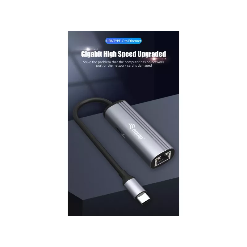 Equip USB-C to RJ45 Gigabit Network + PD Adapter USB Type-C 100W