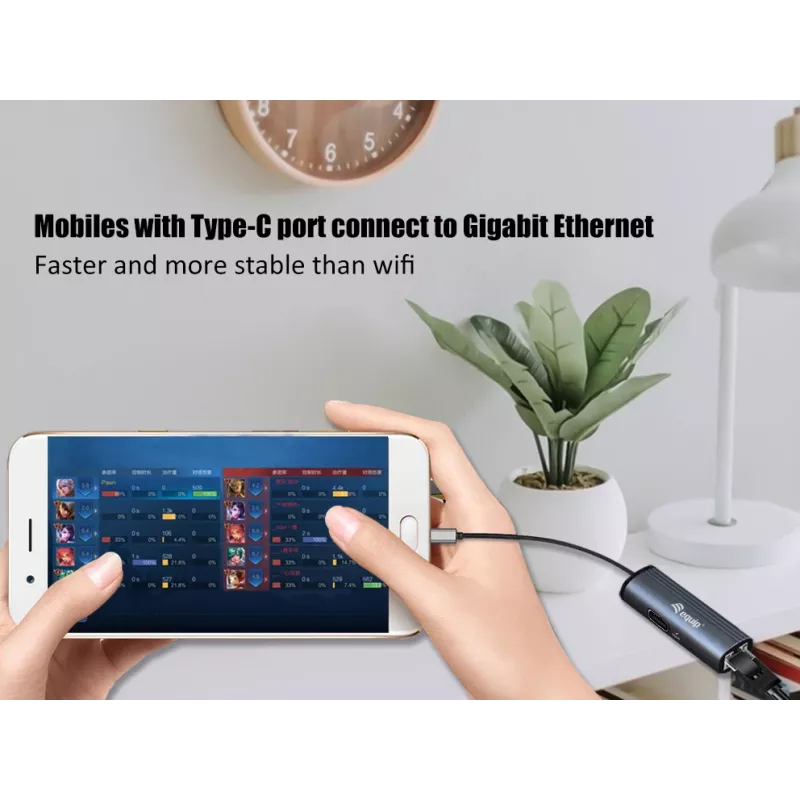 Equip USB-C to RJ45 Gigabit Network + PD Adapter USB Type-C 100W