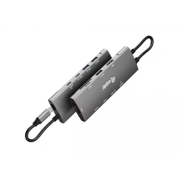 Equip USB-C 9 in 1 Multifunctional Adapter, HDMI 4K/60Hz, Gigabit LAN, USB 3.2 GEN1, SD/TF, 100W USB PD
