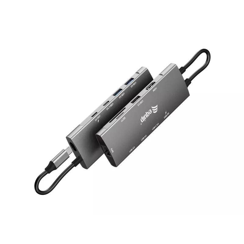Equip USB-C 9 in 1 Multifunctional Adapter, HDMI 4K/60Hz, Gigabit LAN, USB 3.2 GEN1, SD/TF, 100W USB PD