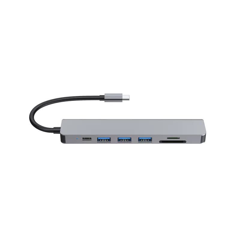 Equip USB-C 7 in 1 Multifunctional Adapter, HDMI 4K/60Hz, USB 3.2 Gen1 x 3 , TF/MICRO SD, 100W USB PD