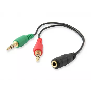 Equip Audio Split Cable, Black, 3.5 mm, 2 x 3.5 mm, Female, Male, Polyvinyl chloride (PVC)