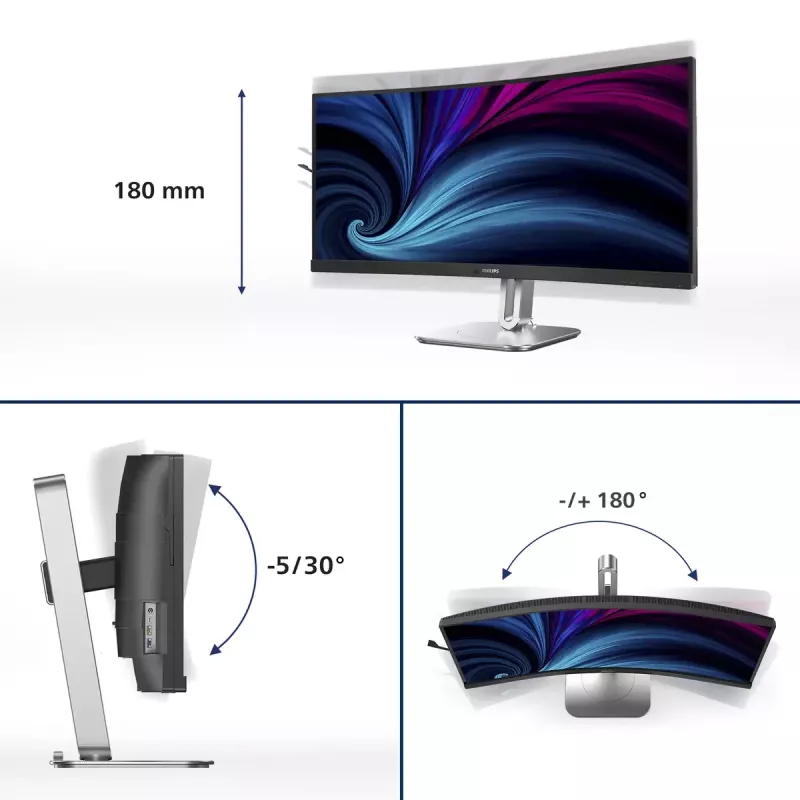 Philips 5000 series 34B2U5600C/00 computer monitor 86.4 cm (34 inch) 3440 x 1440 pixels Dual QHD LCD Grey