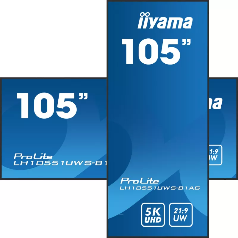 iiyama LH10551UWS-B1AG Signage Display Digital signage flat panel 2.67 m (105 inch) LED 500 cd/m² UltraWide 5K HD Black 24/7