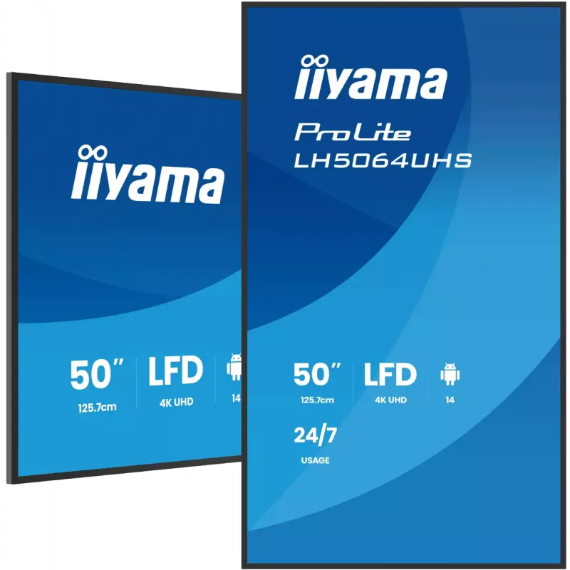 Digital signage flat panel iiyama LH7564UHS-B1AG 75 inch 4K Ultra HD