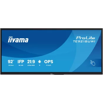 iiyama TE9218UWI-B1AG Signage Display Kiosk design 2.32 m (91.5 inch) LED Wi-Fi 500 cd/m² 5K Ultra HD Black Touchscreen Built-in processor Android 16/7
