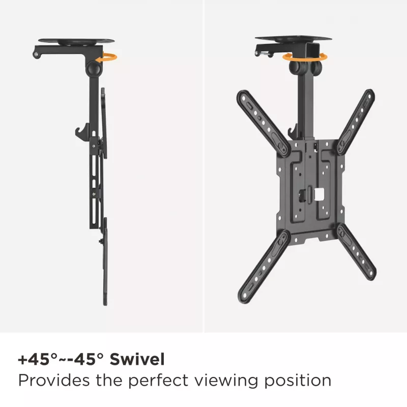 Equip 23 inch-55 inch Ceiling Mount TV Bracket, 75 x 75 mm, 400 x 400 mm, 0 - 80°, -45 - 45°, Stainless steel, Black