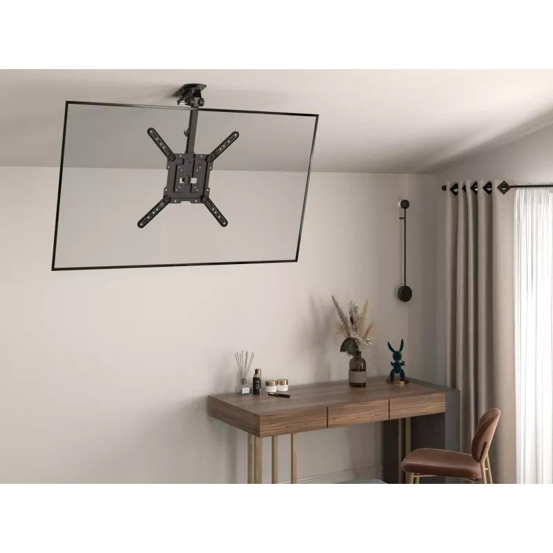 Equip 23 inch-55 inch Ceiling Mount TV Bracket, 75 x 75 mm, 400 x 400 mm, 0 - 80°, -45 - 45°, Stainless steel, Black