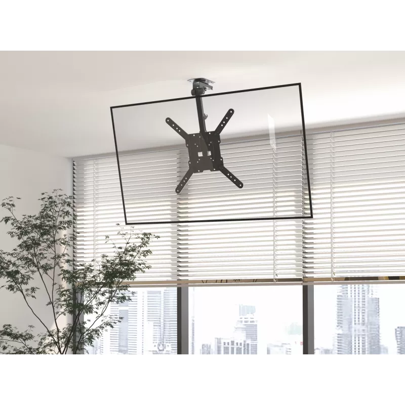 Equip 23 inch-55 inch Ceiling Mount TV Bracket, 75 x 75 mm, 400 x 400 mm, 0 - 80°, -45 - 45°, Stainless steel, Black