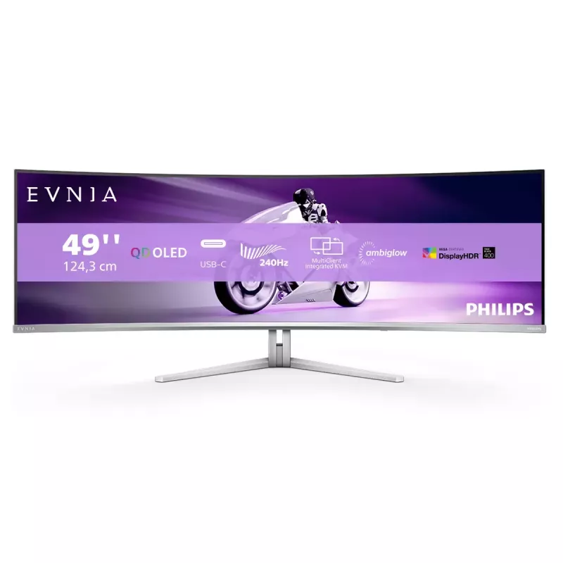 Philips Evnia 8000 49M2C8900/00 computer monitor 124.2 cm (48.9 inch) 5120 x 1440 pixels Dual QHD QD-OLED White
