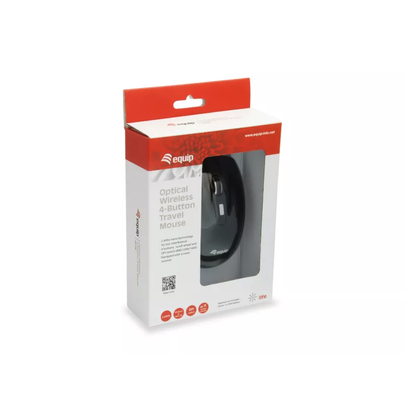 Equip 245104 mouse Travel Ambidextrous RF Wireless Optical 1600 DPI