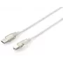 Equip USB 2.0 Type A to Type B Cable, 3.0m , Transparent silver