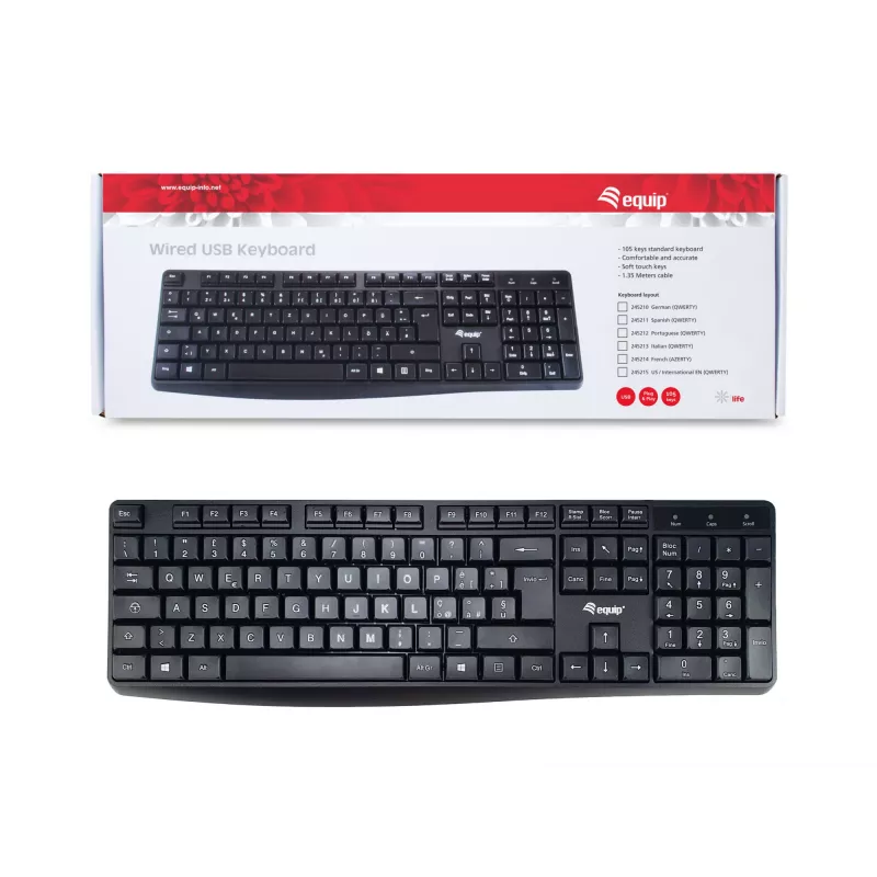 Equip 245213 keyboard Office USB QWERTY Italian Black