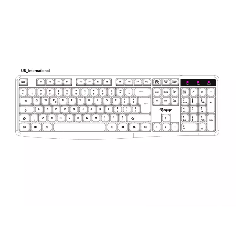 Equip Wired USB Keyboard, US/International layout (QWERTY), Full-size (100%), Wired, USB, QWERTY, Black