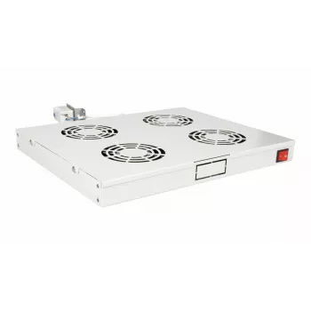 EQUIP EZF-4-G 19 inch 1U Rack Mount Cooling Fan Panel with 4 x 120mm Fans, Light Grey (RAL 7035)