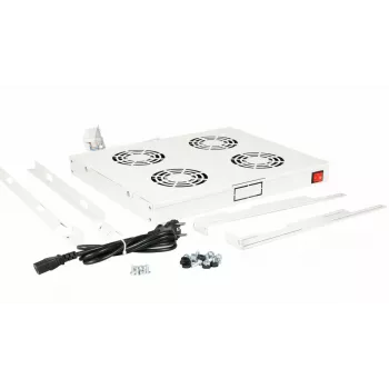 EQUIP EZF-4-G 19 inch 1U Rack Mount Cooling Fan Panel with 4 x 120mm Fans, Light Grey (RAL 7035)