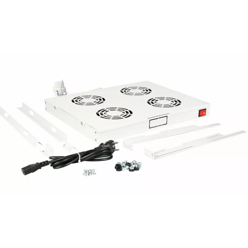 EQUIP EZF-4-G 19 inch 1U Rack Mount Cooling Fan Panel with 4 x 120mm Fans, Light Grey (RAL 7035)