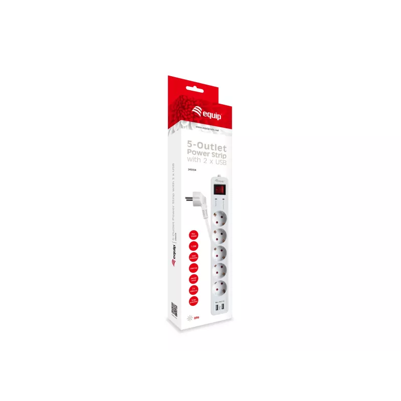 Equip 245554 power extension 1.8 m 5 AC outlet(s) Indoor White