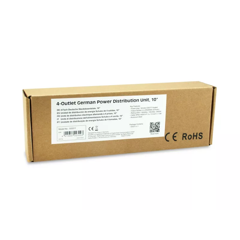 Equip 333311 power distribution unit (PDU) 4 AC outlet(s) 1U Black, Silver