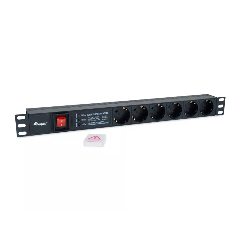 Equip 6-Outlet German Power Distribution Unit, with Surge Protection, Integrated line fitler