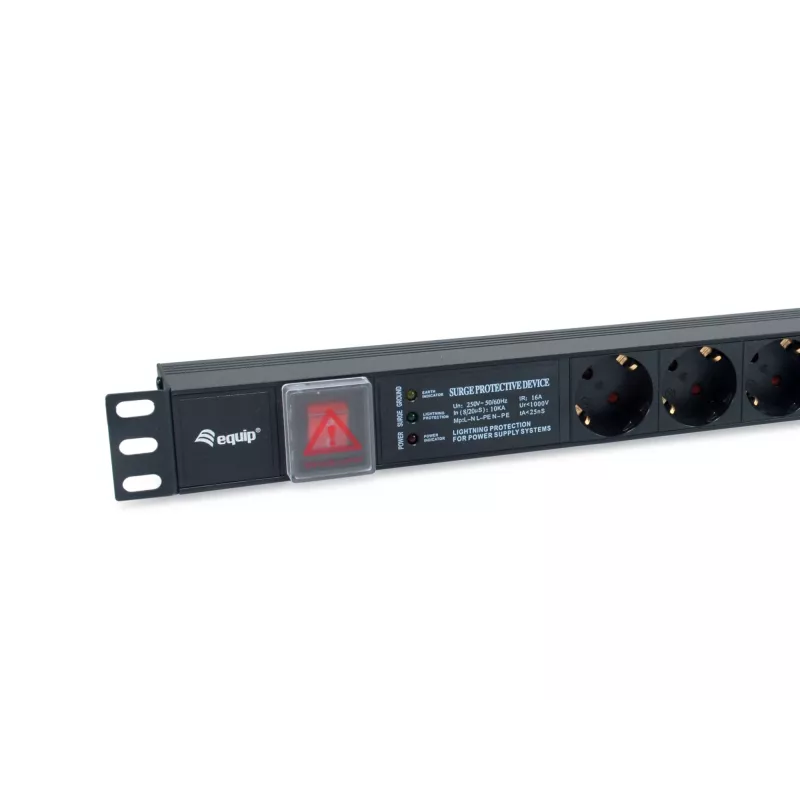 Equip 6-Outlet German Power Distribution Unit, with Surge Protection, Integrated line fitler