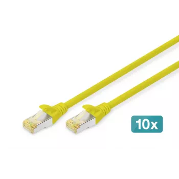 DIGITUS Patch cable - CAT6a - S/FTP - Snagless - 1m - yellow - 10pk