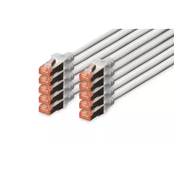 DIGITUS Patch cable - CAT6 - S/FTP - Snagless - 50cm - grey - 10pk
