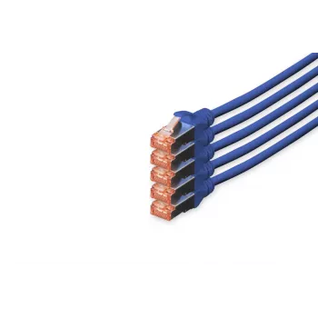 DIGITUS Patch cable - CAT6 - S/FTP - Snagless - Cu - 10m - blue - 5pk