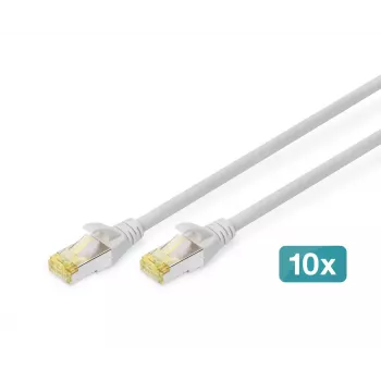 DIGITUS Patch cable - CAT6a - S/FTP - Snagless - Cu - 0.25m - grey - 10pk