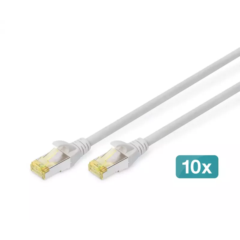 DIGITUS Patch cable - CAT6a - S/FTP - Snagless - 1m - yellow - 10pk