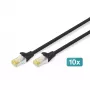 DIGITUS Patch cable - CAT6a - S/FTP - Snagless - 3m - black - 10pk