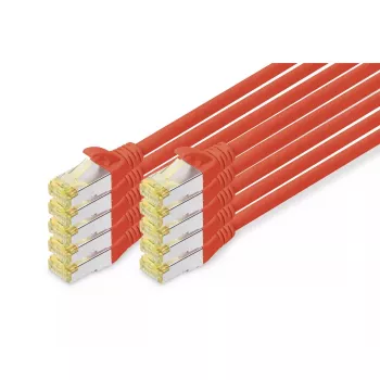 DIGITUS Patch cable - CAT6a - S/FTP - Snagless - 3m - red - 10pk