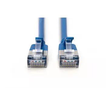 DIGITUS Slim Patch cable - CAT6A - F-FTP - 1m - Blue