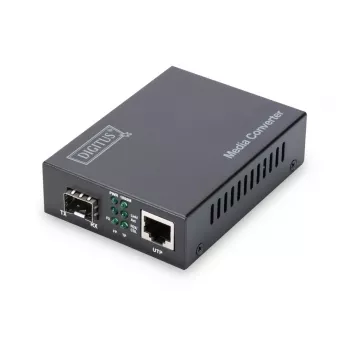 DIGITUS Media Converter, SFP 10/100/1000Base-T to SFP Open Slot, Incl. PSU Without SFP Module