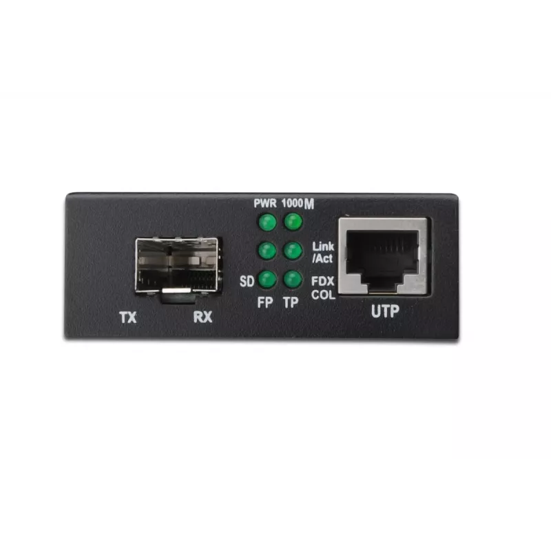DIGITUS Media Converter, SFP 10/100/1000Base-T to SFP Open Slot, Incl. PSU Without SFP Module