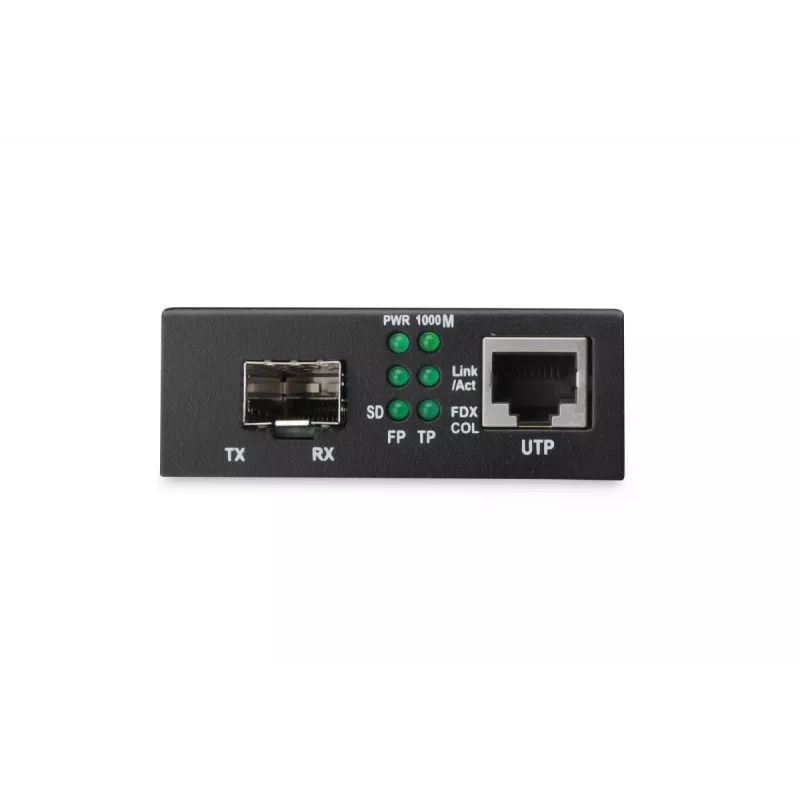 DIGITUS Media Converter, SFP 10/100/1000Base-T to SFP Open Slot, Incl. PSU Without SFP Module