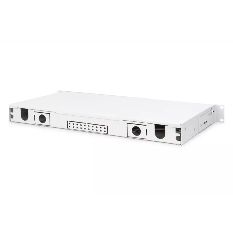 DIGITUS Fiber Optic Sliding Splice Box, 1U, Equipped 12x SC duplex, incl. M 25 Screw, Splice Cassette Color Pigtails OS2, Adapter