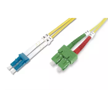 DIGITUS Fiber Optic Patch Cord SC (APC) to LC (PC), Singlemode 09/125 µ, Duplex Length 2m