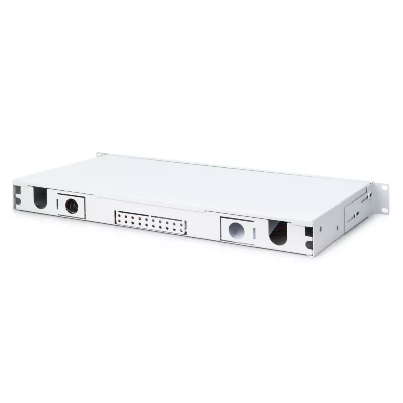 DIGITUS Fiber Optic Sliding Splice Box, 1U, Equipped 12x LC duplex, incl. M 25 Screw, Splice Cassette OM3 Color Pigtails, Adapter